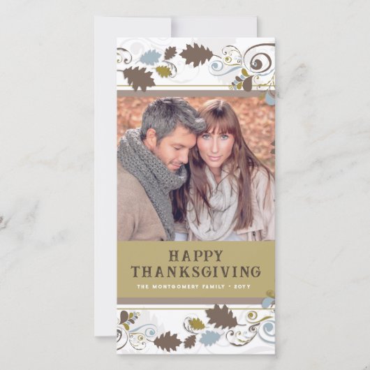 Thanksgiving najaars fall Leaves Brown Swirls Feestdagenkaart (Voorkant)