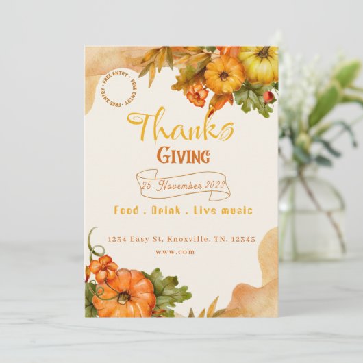 Thanksgiving najaarsuitnodiging kaart (Staand voorkant)