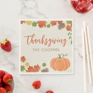 Thanksgiving Napkins Herfstbladeren en pompoenen Servet