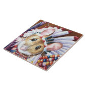 Thanksgiving Native American Mouse Waterverf Art  Tegeltje (Zijkant)