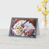 Thanksgiving Native American Muis Aquarel Kunst Kaart (Gele Bloem)