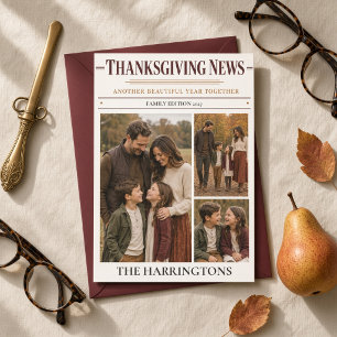Thanksgiving News 3 Foto Familiekrant Feestdagenkaart