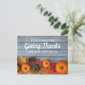 Thanksgiving Nieuw Huis Adres Verhuisbericht Briefkaart (Staand voorkant)