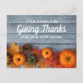 Thanksgiving Nieuw Huis Adres Verhuisbericht Briefkaart (Voorkant)