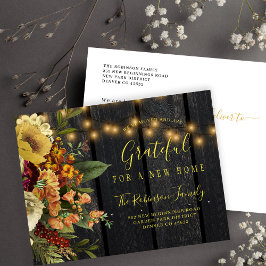 Thanksgiving nieuw huis voor feestdagen die bewege aankondigingskaart