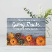 Thanksgiving Nieuw Thuisadres Pompoen Verhuizen Aankondiging (Staand voorkant)