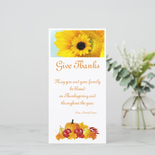 Thanksgiving nieuwe wenskaart oranje herfst najaar bedankkaart (Staand voorkant)