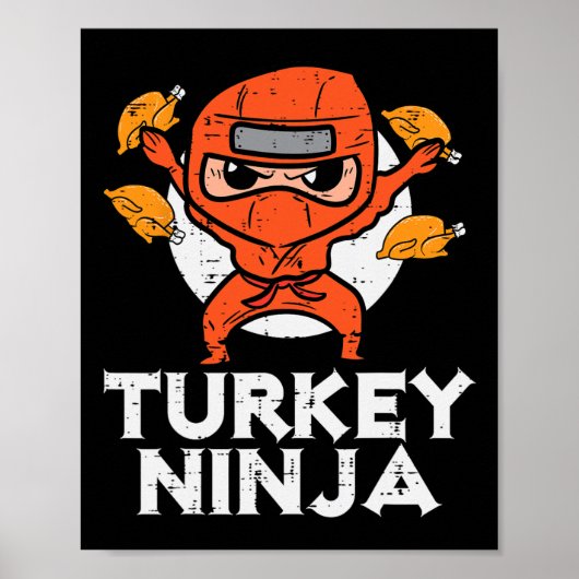 Thanksgiving Ninja Turkije Grappige Herfst Boys Ki Poster (Voorkant)