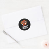 Thanksgiving Ninja Turkije Grappige Herfst Boys Ki Ronde Sticker (Envelop)