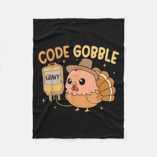Thanksgiving Nurse Code Gobble Funny Rn Cna Medica Fleece Deken (Voorkant)