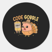 Thanksgiving Nurse Code Gobble Funny Rn Cna Medica Ronde Sticker (Voorkant)