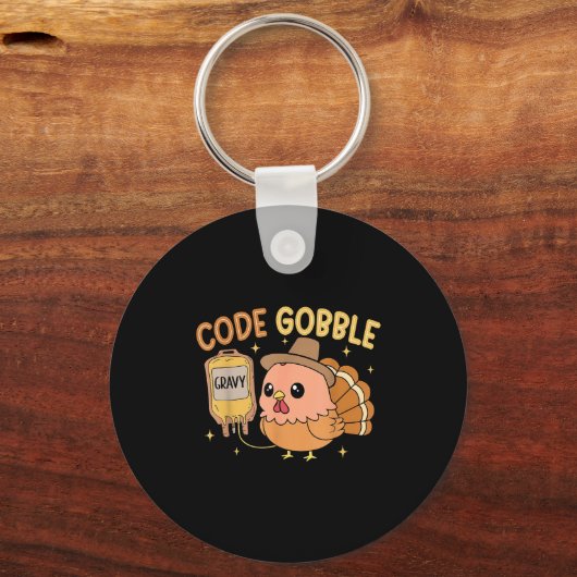 Thanksgiving Nurse Code Gobble Funny Rn Cna  Sleutelhanger (Voorkant)