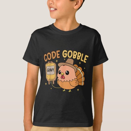Thanksgiving Nurse Code Gobble Funny Turkey Rn Cna T-shirt (Voorkant)