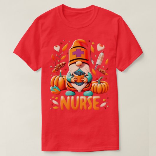 Thanksgiving Nurse Gnomen Herfst Scrub Top Autumn  (Design voorkant)