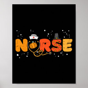 Thanksgiving Nurse Stethoscope Autumn Herfst Scrub Poster