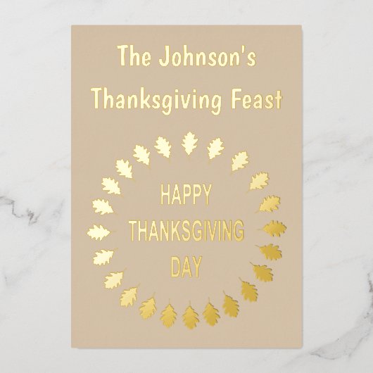 Thanksgiving Oak laat aangepaste feesten uitnodige Folie Uitnodiging (Voorkant)