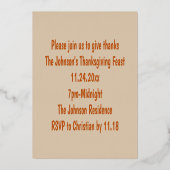 Thanksgiving Oak laat aangepaste feesten uitnodige Folie Uitnodiging (Achterkant)