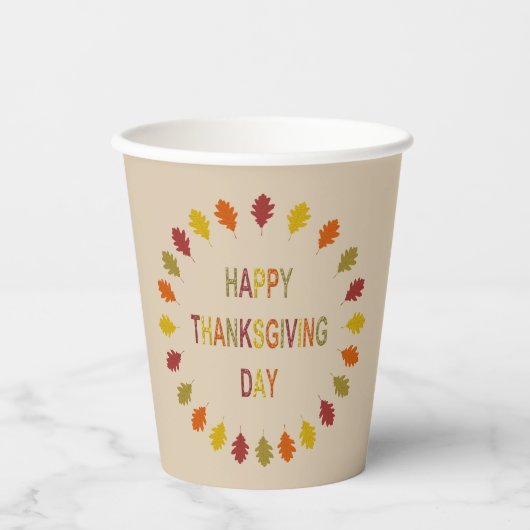 Thanksgiving Oak Leaves Papieren Bekers (Voorkant)