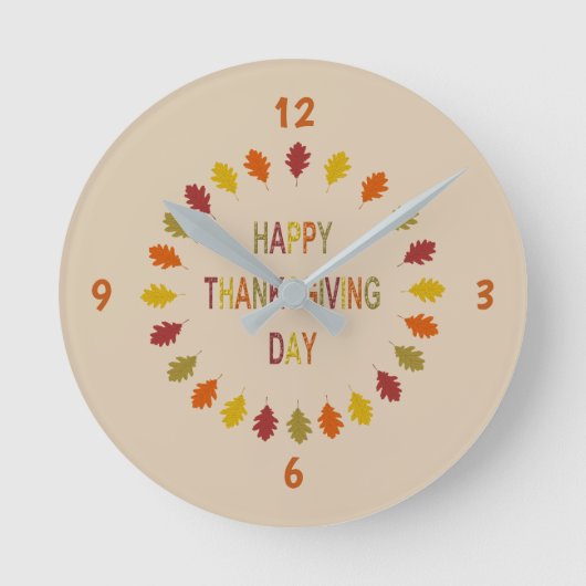 Thanksgiving Oak Leaves Ronde Klok (Voorkant)