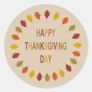 Thanksgiving Oak Leaves Ronde Sticker