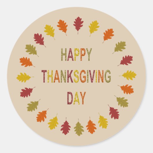 Thanksgiving Oak Leaves Ronde Sticker (Voorkant)