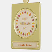 Thanksgiving Oak Verlaat aangepaste naam Verguld Banner Ornament (Links)