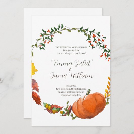 Thanksgiving of Herfst Waterverf Weddenschap Kaart (Voorkant / Achterkant)