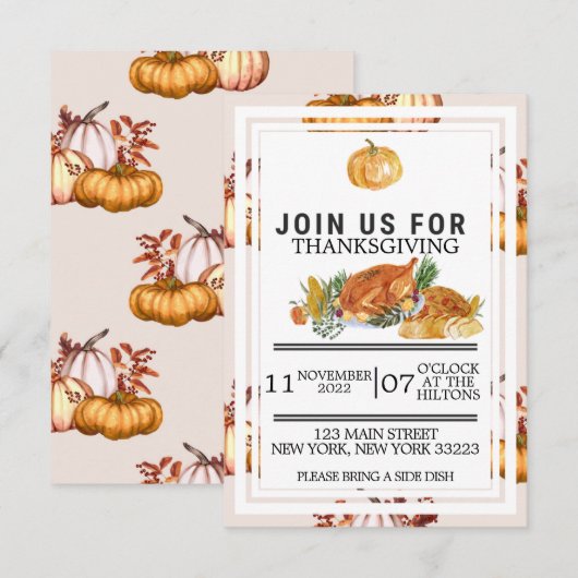 Thanksgiving of vriendinnetje kaart (Voorkant / Achterkant)