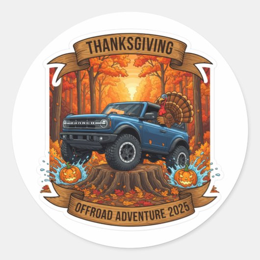 Thanksgiving Offroad Avontuur 2025 Ronde Sticker (Voorkant)