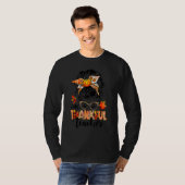 Thanksgiving One Thankful Teacher Messy Bun Cute F T-shirt (Voorkant volledig)