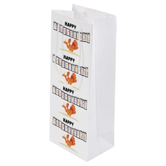 Thanksgiving Ontwerp Papieren Zak/Geschenkzak Wit Wijn Cadeautas (Voorkant Gekanteld)