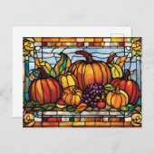 Thanksgiving oogst, decoratief Glas in lood, Briefkaart (Voorkant / Achterkant)