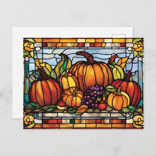 Thanksgiving oogst, decoratief Glas in lood, Briefkaart (Voorkant / Achterkant)