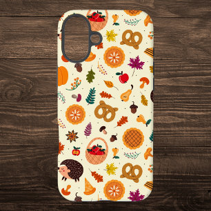 Thanksgiving Oogst en Hedgehog Pattern iPhone 16 Plus Hoesje