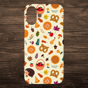 Thanksgiving Oogst en Hedgehog Pattern iPhone 16 Plus Hoesje