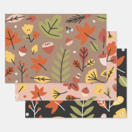 Thanksgiving Oogst grafische herfst leest uit drie Inpakpapier Vel