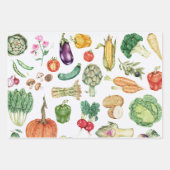 Thanksgiving oogst groenten kleurrijk uit drie stu inpakpapier vel (Voorkant)