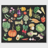 Thanksgiving oogst groenten kleurrijk zwart cadeaupapier (Vlak)