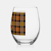 Thanksgiving oogst hoorn des overvloeds op plaid wijnglas zonder voet (Links)