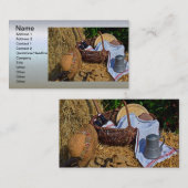 Thanksgiving Oogst Scène met stro Pet - mandje Visitekaartje (Voorkant / Achterkant)