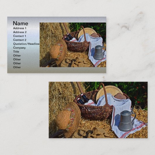 Thanksgiving Oogst Scène met stro Pet - mandje Visitekaartje (Voorkant / Achterkant)