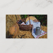 Thanksgiving Oogst Scène met stro Pet - mandje Visitekaartje (Achterkant)