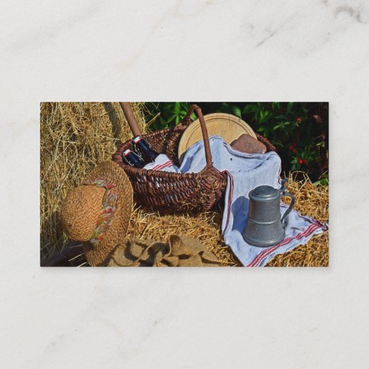 Thanksgiving Oogst Scène met stro Pet - mandje Visitekaartje (Achterkant)