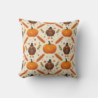 Thanksgiving Oogst Turkije & Pompoen Patroon Pil Kussen