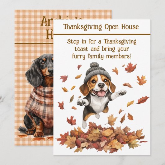 Thanksgiving Open House Invitation | Dog Friendly Kaart (Voorkant / Achterkant)