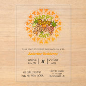 Thanksgiving Orange Bohemian Mandala Autumn Leaves Acryl Uitnodigingen (Voorkant)