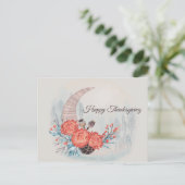 Thanksgiving Oranje bloem Moon Floral Feestdagenkaart (Staand voorkant)