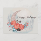 Thanksgiving Oranje bloem Moon Floral Feestdagenkaart (Voorkant)