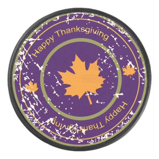 Thanksgiving Oranje Maple Leaf, Ice Hockey Puck (Voorkant)
