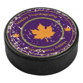 Thanksgiving Oranje Maple Leaf, Ice Hockey Puck (3/4)
